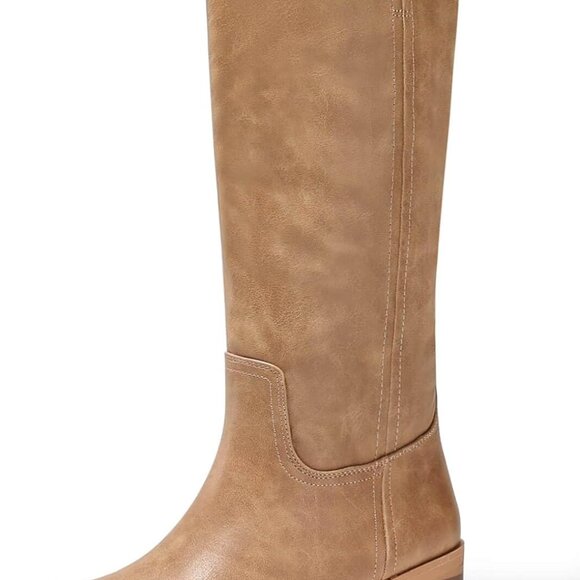 Women's Synthetic Knee High Boots 6.5 Chunky Heel Square Toe Fall Winter Shoes - Picture 1 of 5